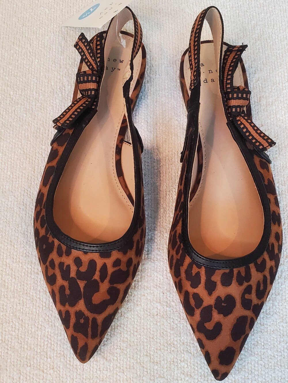 NWT a new day Leopard-Print Pointed Slingback Flats - Brown & Black Size 7.5 - Picture 2 of 7